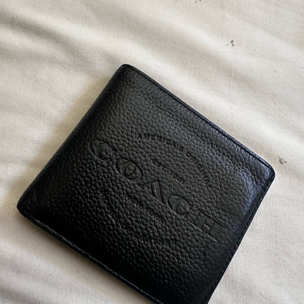 Coach Black Key Card Holder Pebbled Leather